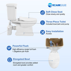 Elongated 500W Macerator Toilet for Basement LS-FLO500 Dreamsani